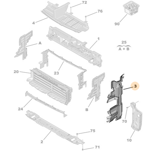 Genuine Front Left Radiator Guide - Peugeot 3008 / 5008 | 9810922280