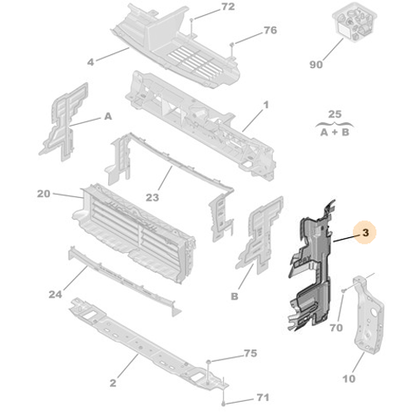 Genuine Front Left Radiator Guide - Peugeot 3008 / 5008 | 9810922280