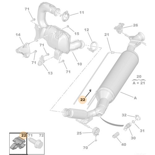 Genuine Exhaust Metal Clip - Peugeot Citroen | 1608934780