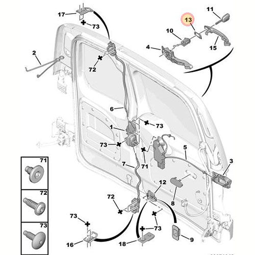 Rear Handle Base - Peugeot Partner | 9802977780