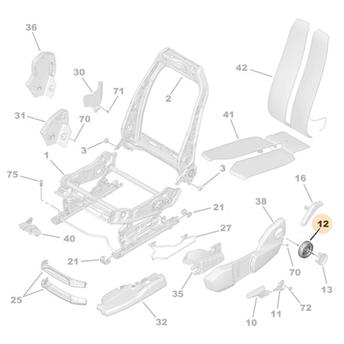 Genuine Passenger Seat Tilt Control Knob - Peugeot 5008 / 3008  | 98096284ZD