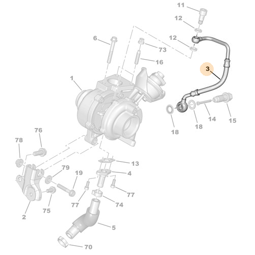 Genuine Turbo Oil Pipe - Peugeot 807 / Citroen C8 - Diesel | 037963