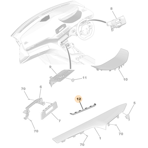 Genuine Dashboard Multimedia Screen Trim - Peugeot 3008 / 5008 | 98393689XU