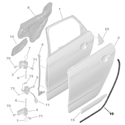 Genuine Rear Right Door Seal - Citroen C4 / DS 4 | 9676127380