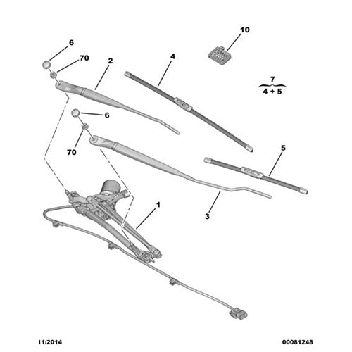 Genuine Peugeot Left Hand Front Wiper Blade - Citroen C3 2014 | 6423J5 | 6423J5
