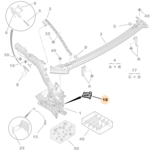 Genuine Rear Shelf Stop - Peugeot 307 / 308 | 8484CH