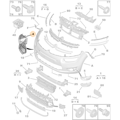 Genuine Front Right Bumper Air Duct - Citroen C4 Picasso | 9676144380