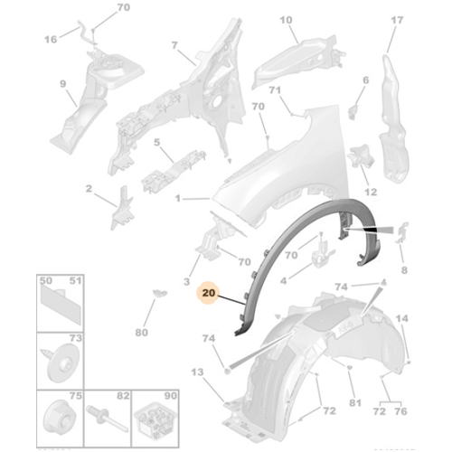 Genuine Front Right Wing Moulding - Citroen C4 / C4 X | 98329589XT