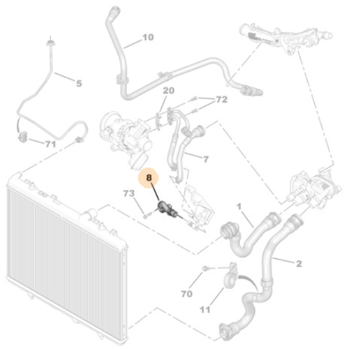 Genuine Engine Radiator Cooling Pipe - Peugeot / Citroen | 9802535480