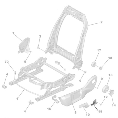 Genuine Right Drivers Seat Height Adjuster Leaver - Citroen C4 | 9849854680