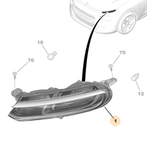 Genuine Front Left LED Light - Citroen C3 2016-2018 | 9833480680