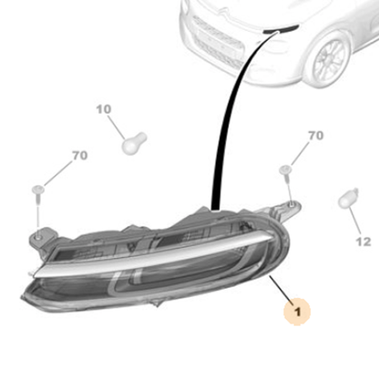 Genuine Front Left LED Light - Citroen C3 2016-2018 | 9833480680