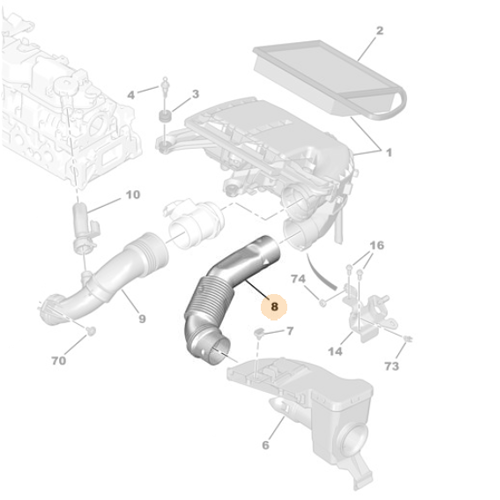Genuine Air Intake Pipe - Citroen / Peugeot / Vauxhall Diesel | 9812189880
