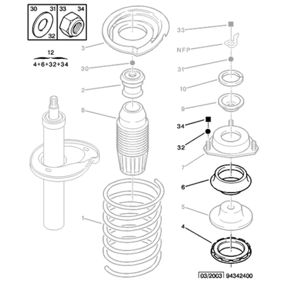 Genuine Eurorepar Front Suspension Stop Kit - Citroen C15 | 1638383180
