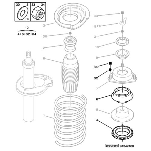 Genuine Eurorepar Front Suspension Stop Kit - Citroen C15 | 1638383180