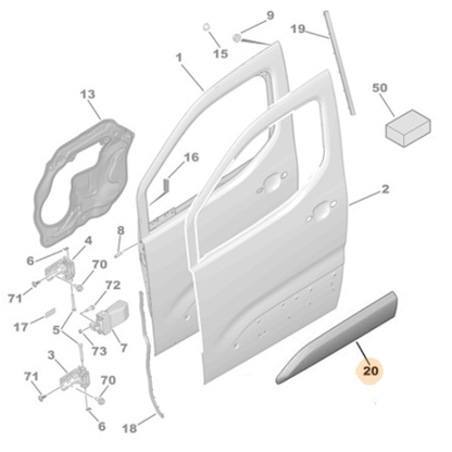 Genuine Front Left Door Moulding - Vauxhall Combo  | 98176963XT
