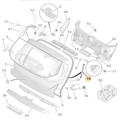 Genuine Tailgate Strut - Peugeot 3008 2008-2016 | 1679435480