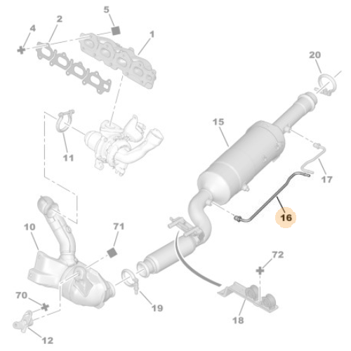 Genuine DPF Sensor Pressure Pipe - Peugeot 807 / Citroen C8 | 1714R7