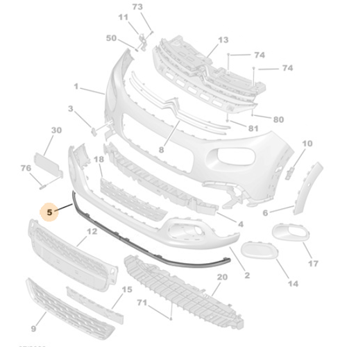Genuine Front Bumper Deflector - Citroen C3 2016-2018 | 1618037280