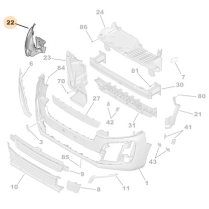 Genuine Left Front Bumper Corner Bracket - Peugeot Expert IV | 98118420XT