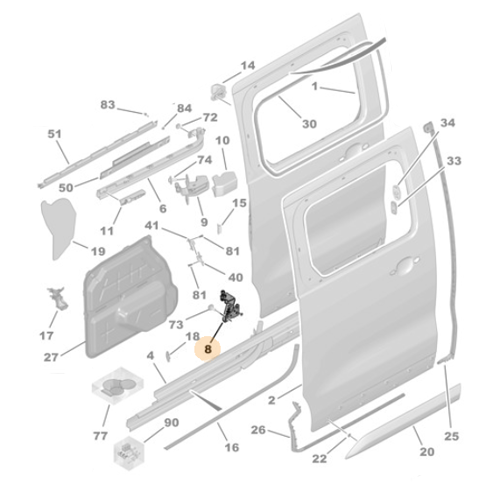 Genuine Left Door Carriage - Vauxhall Vivaro / Citroen Dispatch | 9847162380