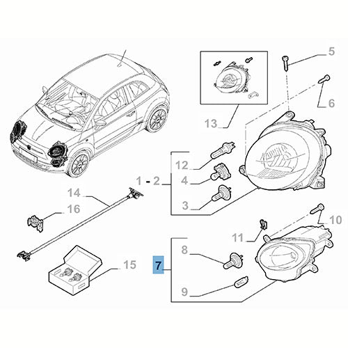 Left Headlamp - Fiat 500 | 52007767