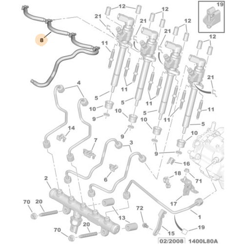 Genuine Fuel Injection Return Pipe - Citroen C4 / Peugeot 307 Diesel | 1574HL