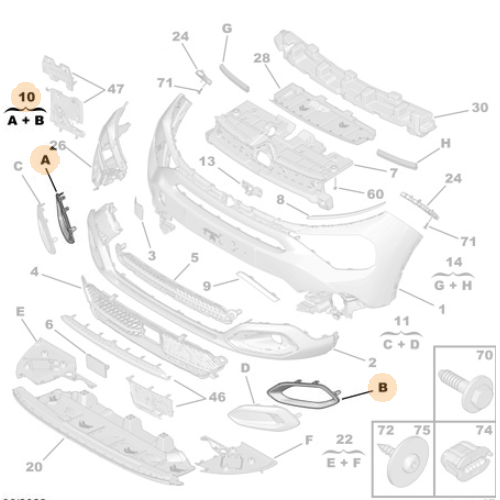 Genuine Front Bumper Fog Lamp Trim - Citroen C4 2020-2024 | 98370493RQ