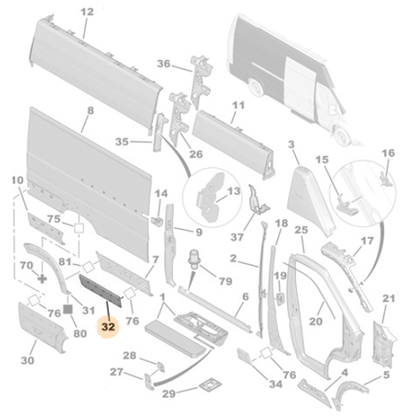 Genuine Right Sliding Doors Moulding - Citroen Relay III -2017 | 8547Z0