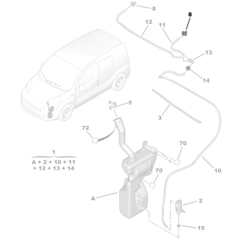 1x Genuine Front Window Washer Jet - Citroen Nemo / Peugeot Bipper | 6438AA