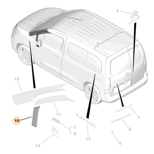 Genuine Front Left A Pillar Adhesive Tape - Citroen Berlingo | 9822171580