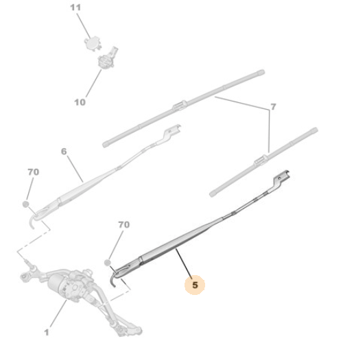 Genuine Left Wiper Blade Holder - Peugeot Partner / Rifter - RHD | 9820309980