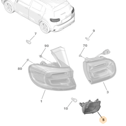 Genuine Rear Left Fog Lamp - Peugeot 2008 / 3008 | 9811718480