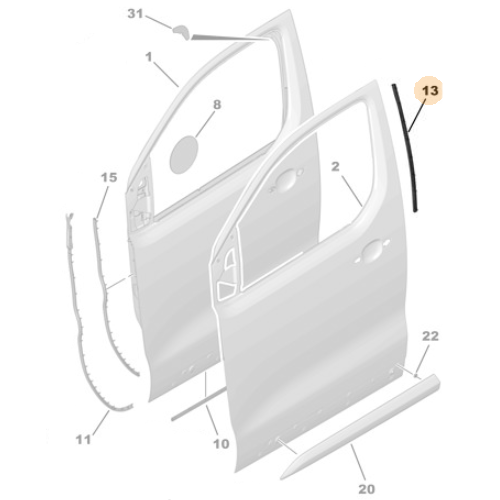 Genuine Front Door Seal - Peugeot Traveller / Citroen Spacetourer | 9808424180