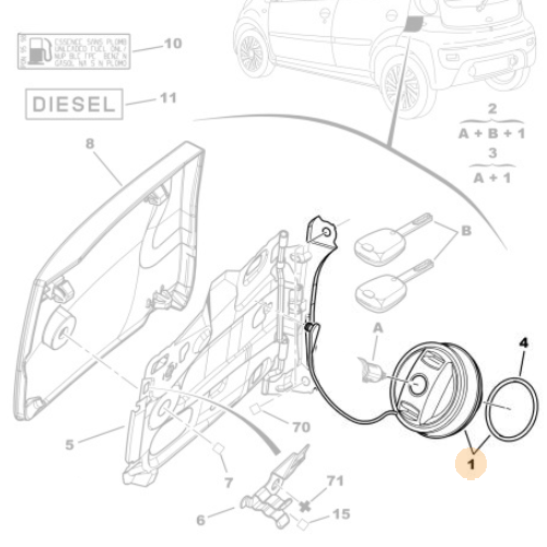 Genuine Fuel Cap Plug - Citroen C1 / Peugeot 107 | 1508J0