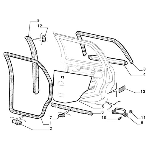 Left Hand Side Rear Door Seal Gasket - Fiat Punto 1997-1999 | 46543846