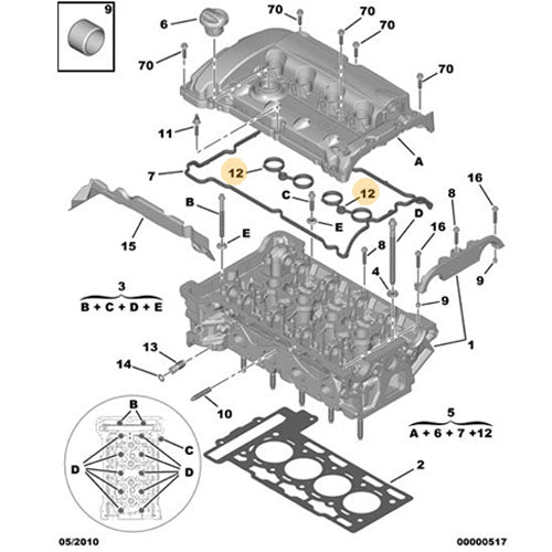 Cam Cover Gasket - Peugeot 207 2006-2014 | 0249E7