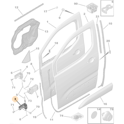 Genuine Front Right Door Hinge - Citroen Berlingo / C4 / DS4 | 9035AX