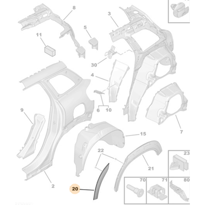 Genuine Rear Right Wheel Arch Moulding - Citroen C3 Aircross | YQ000652XT