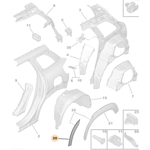 Genuine Rear Right Wheel Arch Moulding - Citroen C3 Aircross | YQ000652XT