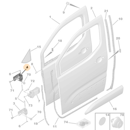 Genuine Front Left Upper Door Hinge - Citroen Berlingo / DS 4 | 1606475180
