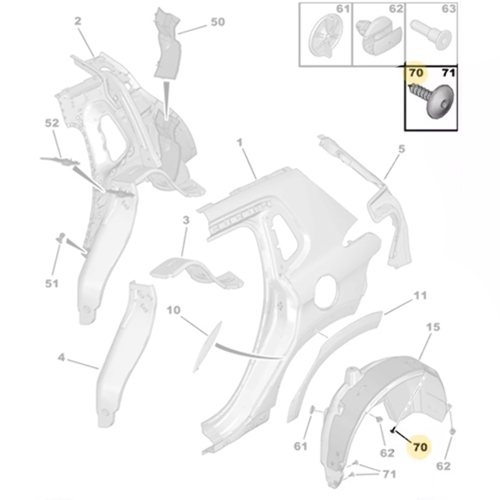 1x Wheel Arch Liner Screw - Peugeot 2008 2016-2019 | 9801024980