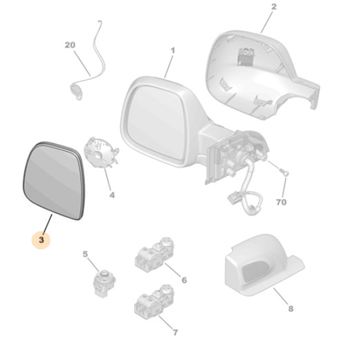 Genuine Right Wing Mirror Glass - Citroen Berlingo / Dispatch IV | 1616869280