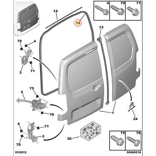 Genuine Peugeot Rear Door Seal - Citroen Berlingo 2012-2015 | 8707H7 | 8707H7