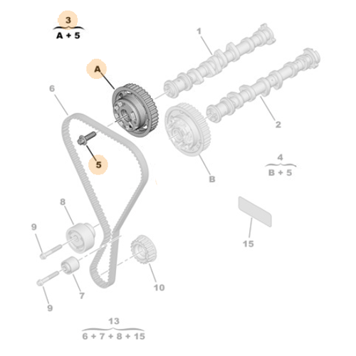 Genuine Camshaft Sprocket and Bolt - Citroen Berlingo 1.2 Petrol | 1623162880