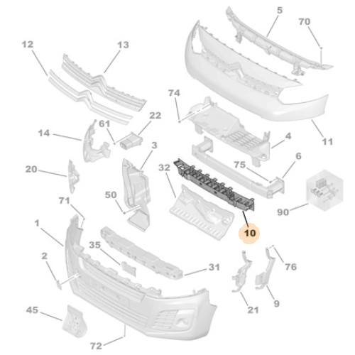 Genuine Front Bumper Absorber - Peugeot Expert IV / Traveller | 9811839880