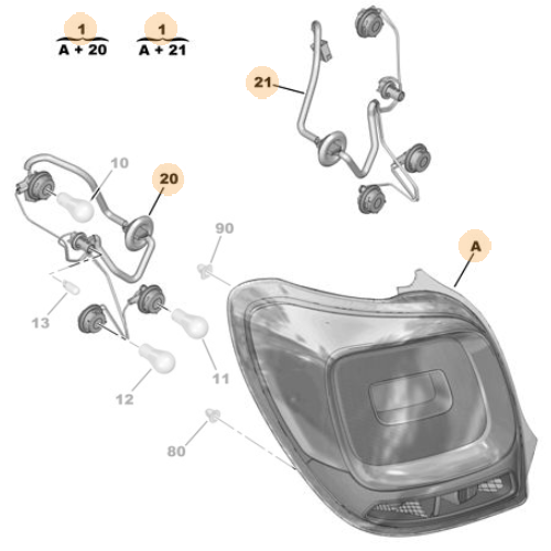 Genuine Left Rear Light - Citroen C1 2014-2022 | B001032080