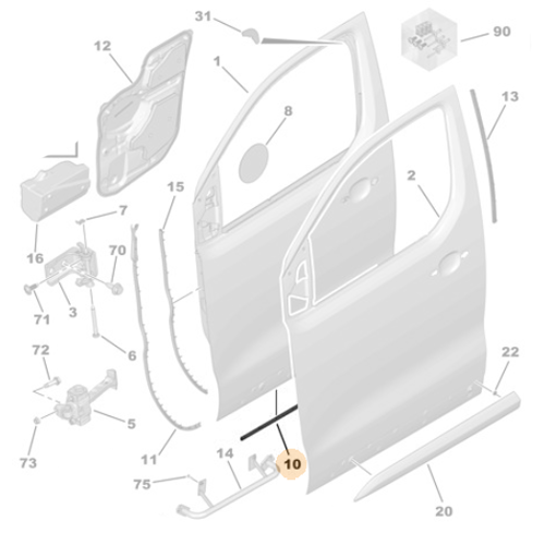 Genuine Lower Front Right Door Seal - Peugeot Expert IV | 9808420780