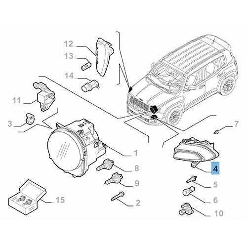 Genuine Fiat Left Headlamp - Jeep Renegade | 52177775