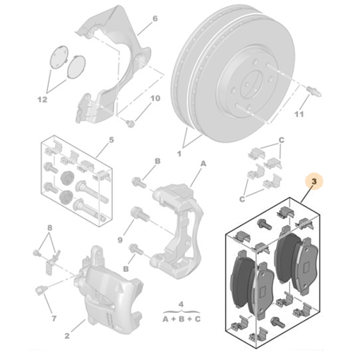 Genuine Front Brake Pad Set - Peugeot Bipper / Citroen Nemo 1.3 | 1636412780